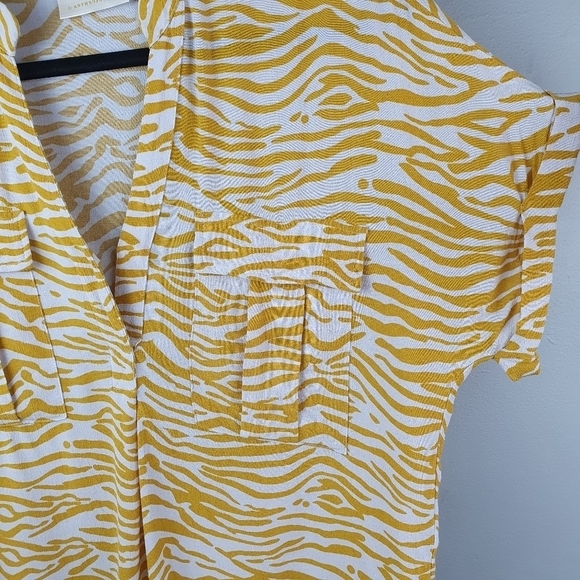 MAEVE ANTHROPOLOGIE Animal Print Button-up Blouse White Yellow Women XS - Picture 6 of 10
